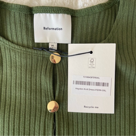 🌿|NWT| Reformation Hayden Knit Dress in Fern - Picture 7 of 11